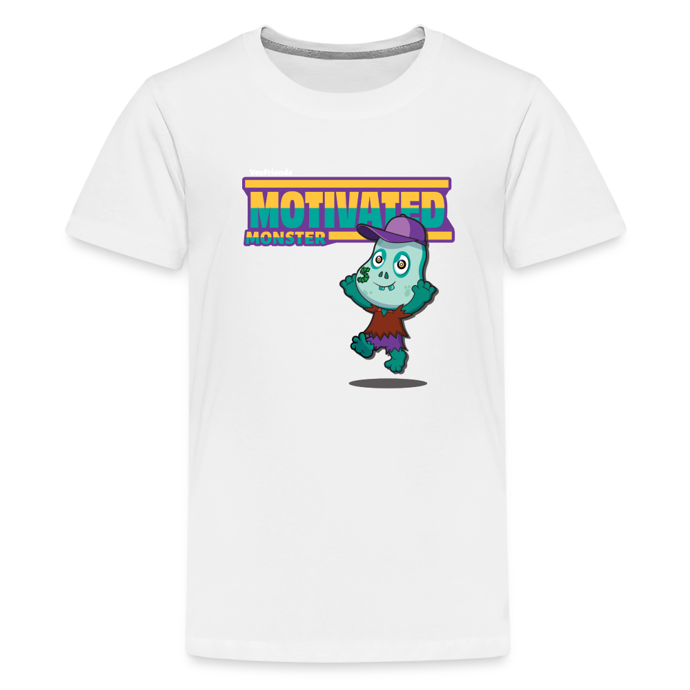 Motivated Monster Character Comfort Kids Tee - white