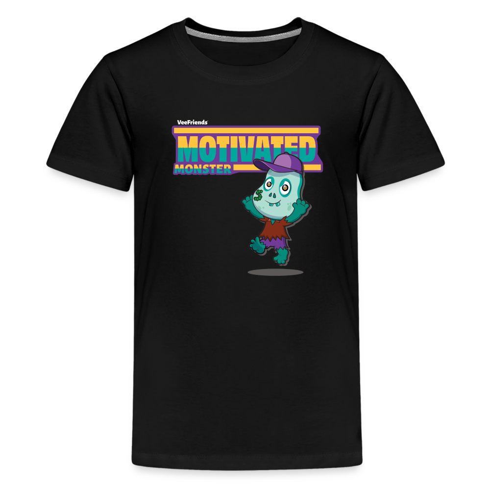Motivated Monster Character Comfort Kids Tee - black
