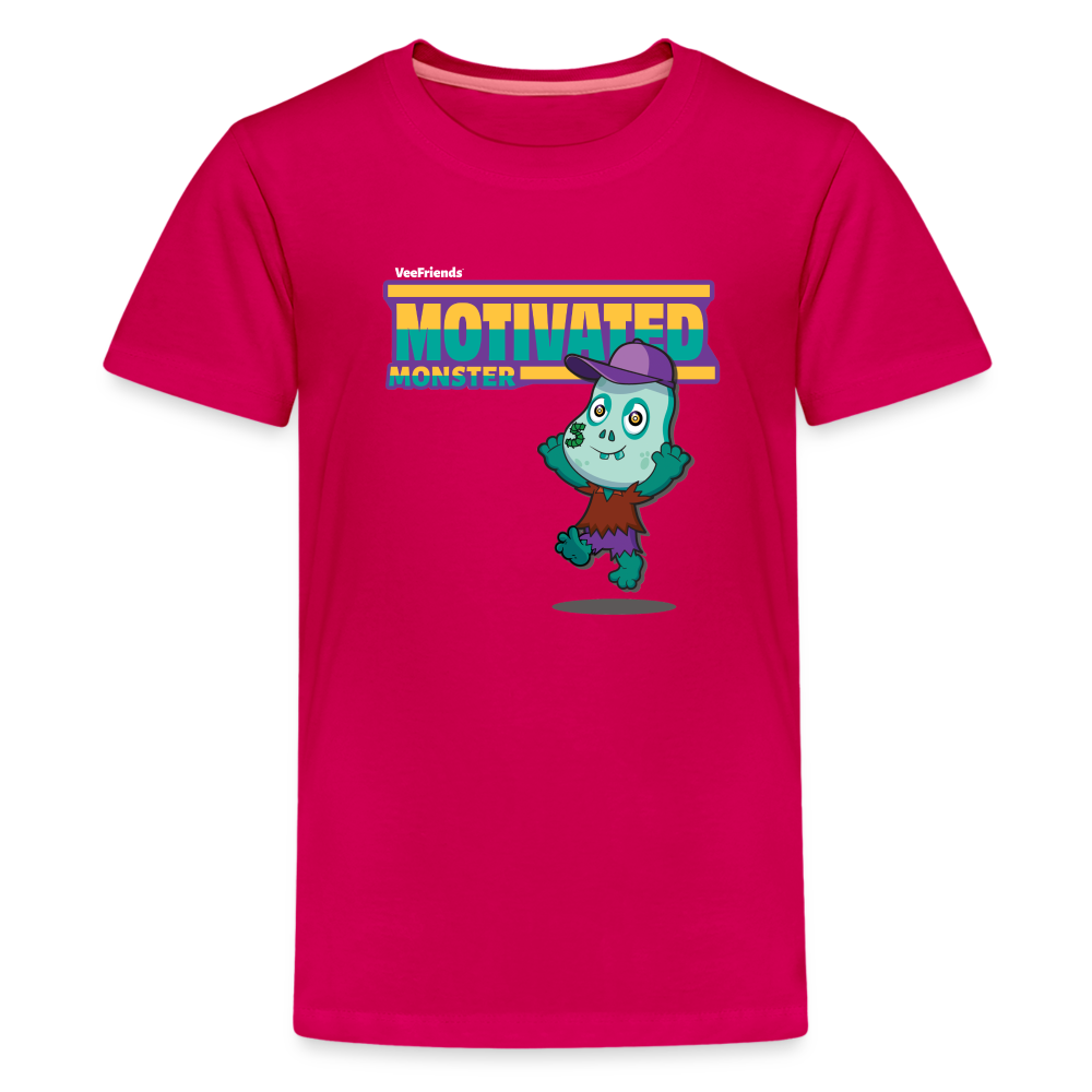 Motivated Monster Character Comfort Kids Tee - dark pink