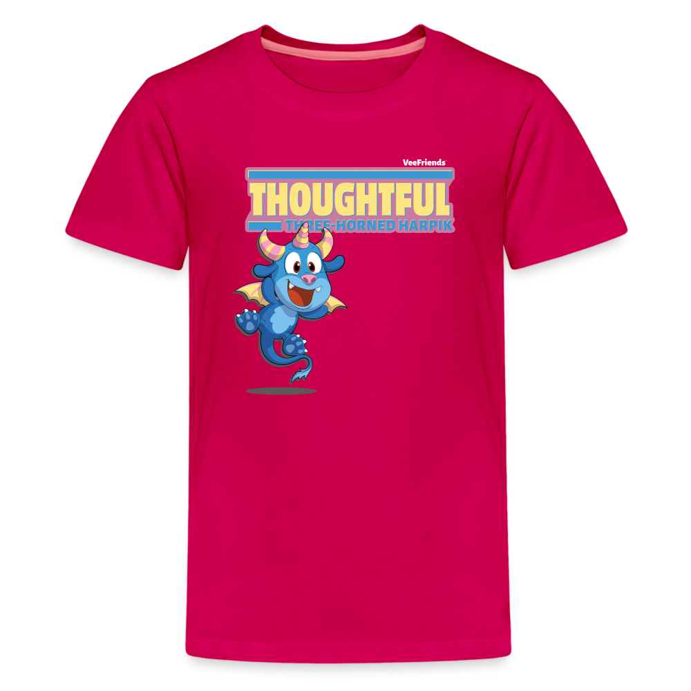 Thoughtful Three Horned Harpik Character Comfort Kids Tee - dark pink