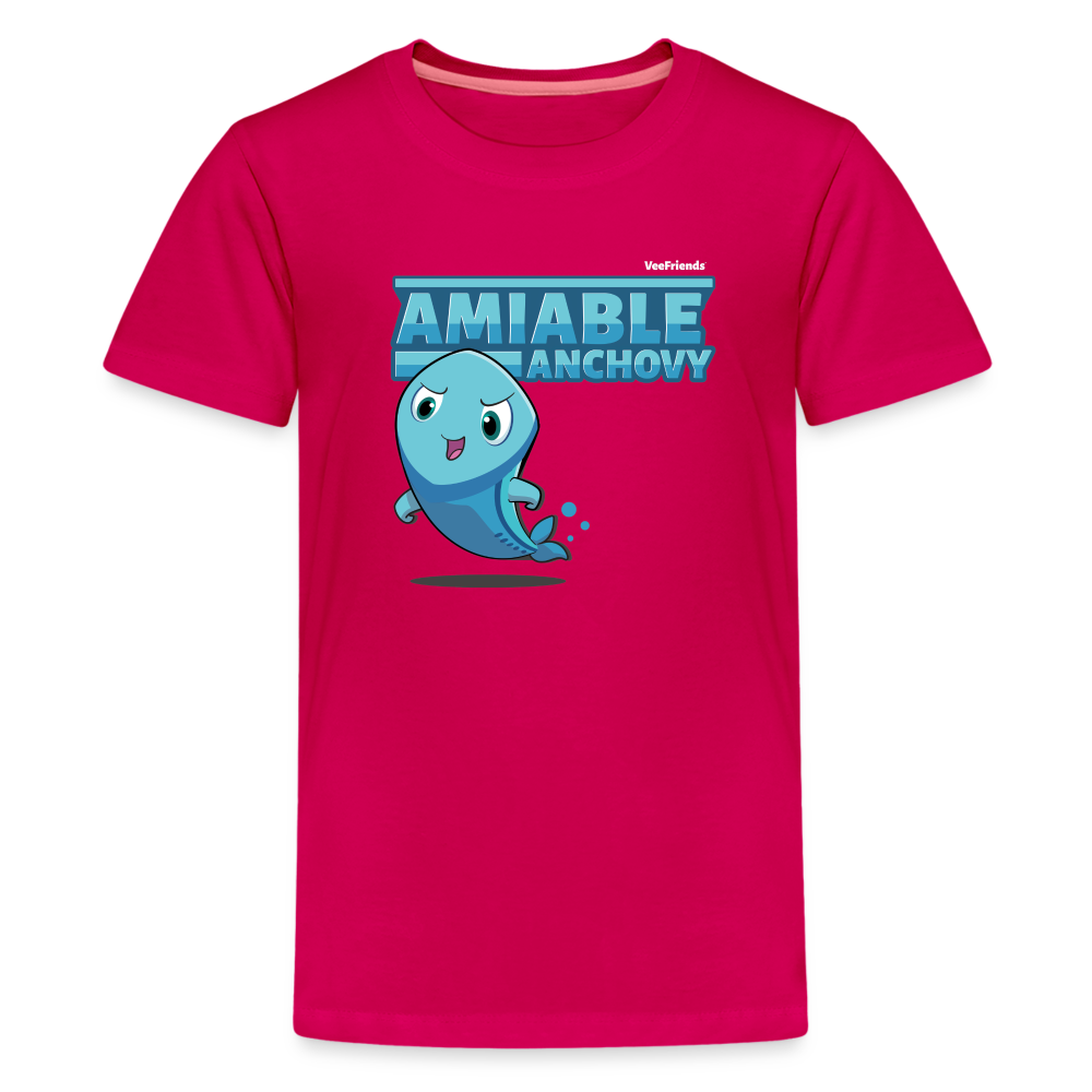 Amiable Anchovy Character Comfort Kids Tee - dark pink