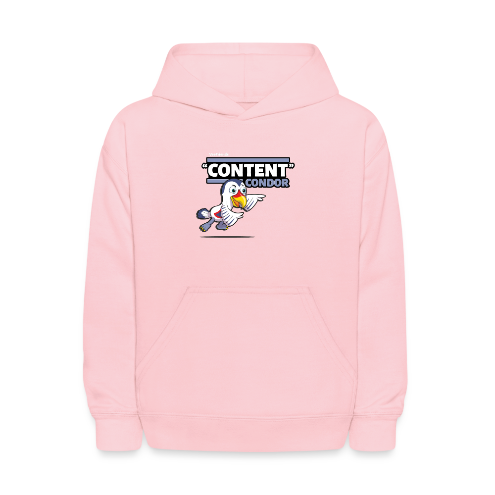 "Content" Condor Character Comfort Kids Hoodie - pink