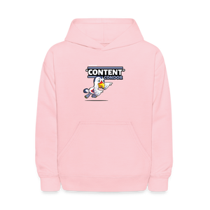 "Content" Condor Character Comfort Kids Hoodie - pink