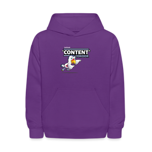 "Content" Condor Character Comfort Kids Hoodie - purple