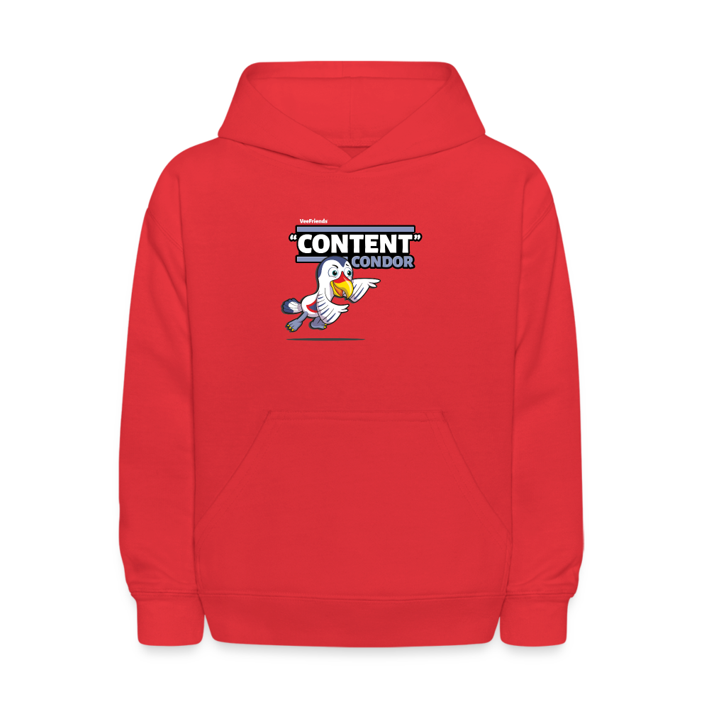 "Content" Condor Character Comfort Kids Hoodie - red