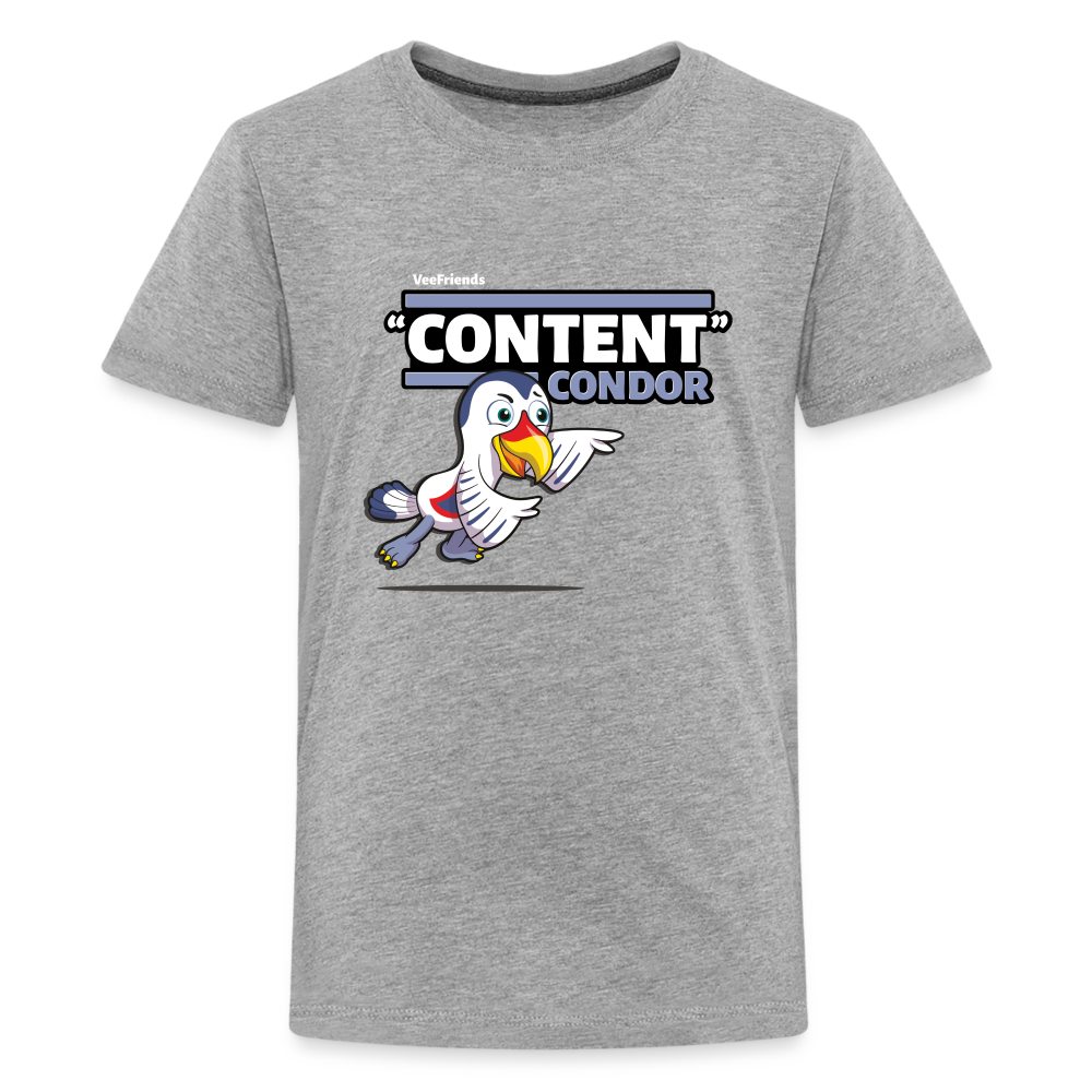 "Content" Condor Character Comfort Kids Tee - heather gray