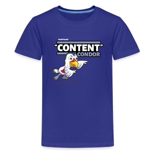 "Content" Condor Character Comfort Kids Tee - royal blue