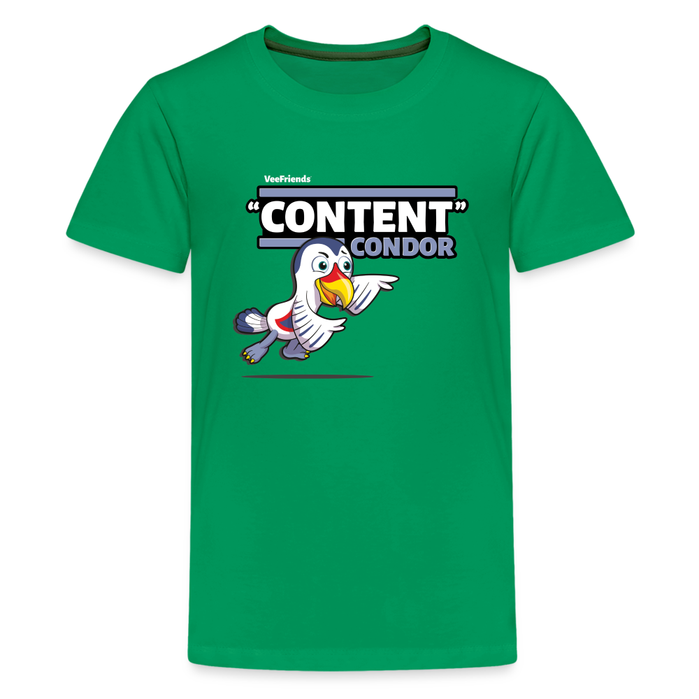 "Content" Condor Character Comfort Kids Tee - kelly green