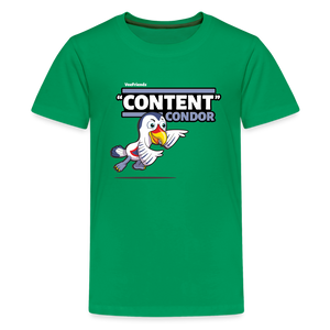 "Content" Condor Character Comfort Kids Tee - kelly green
