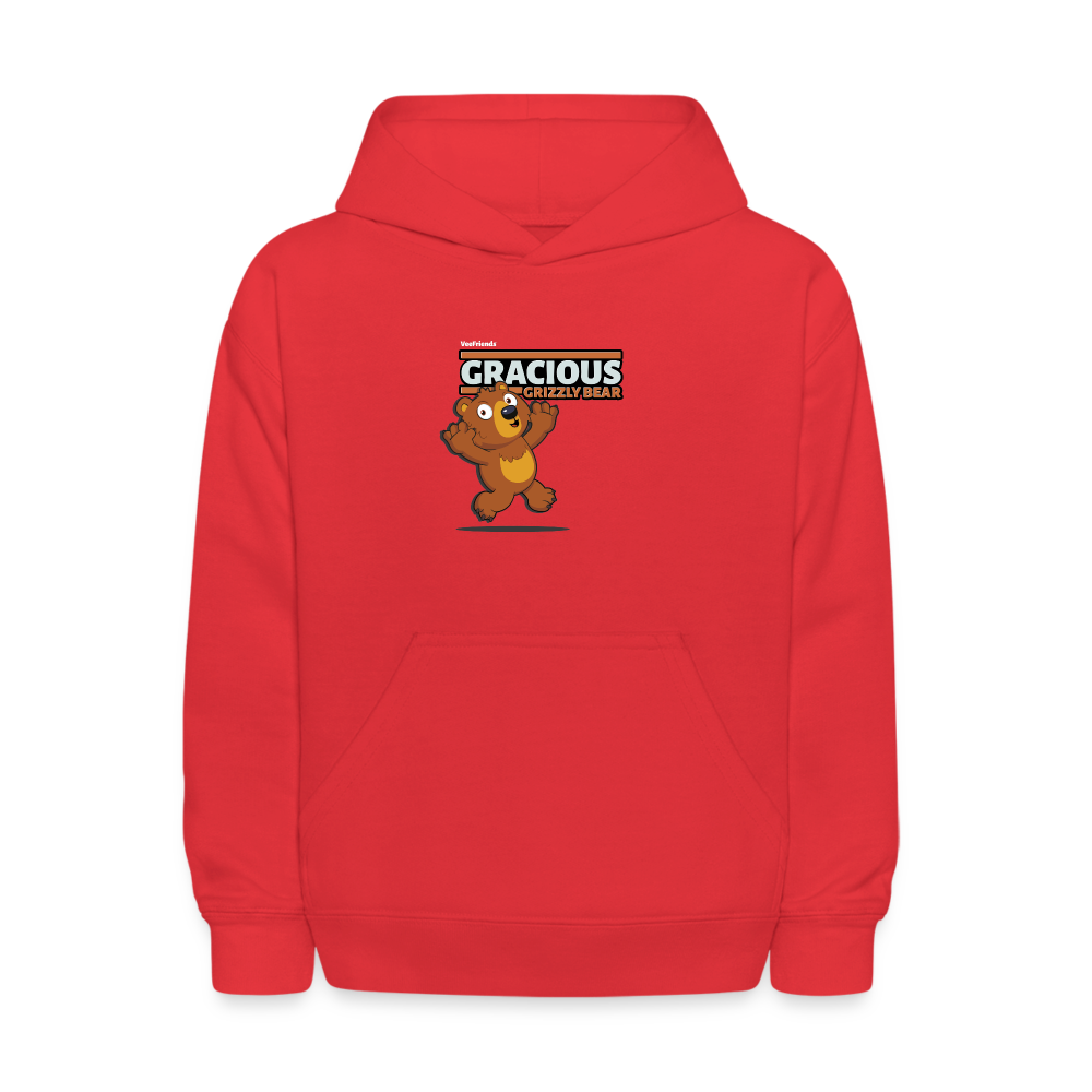 Gracious Grizzly Bear Character Comfort Kids Hoodie - red