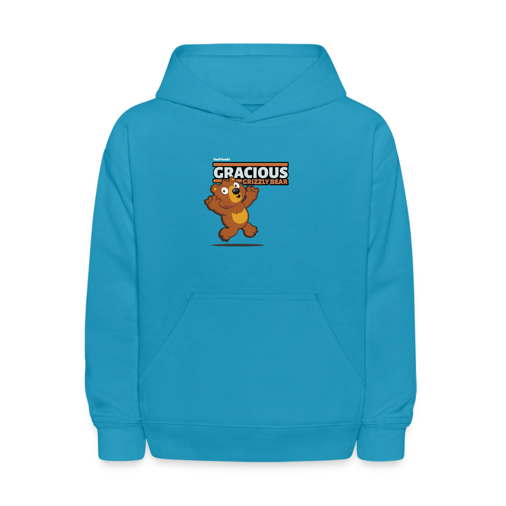 Gracious Grizzly Bear Character Comfort Kids Hoodie - turquoise