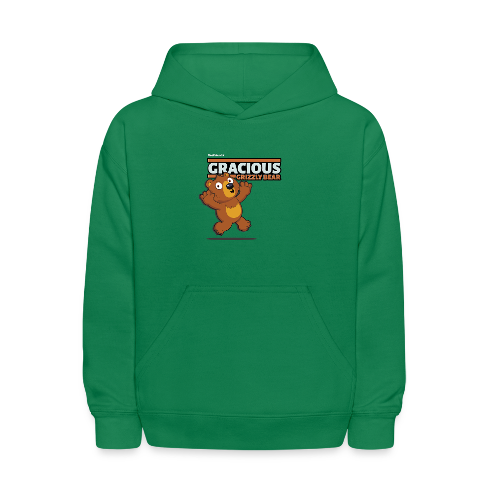 Gracious Grizzly Bear Character Comfort Kids Hoodie - kelly green