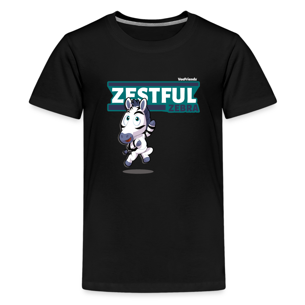 Zestful Zebra Character Comfort Kids Tee - black