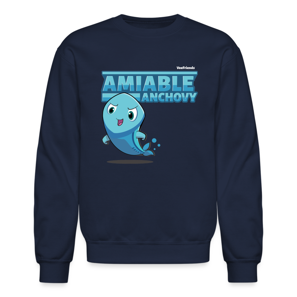 Amiable Anchovy Character Comfort Adult Crewneck Sweatshirt - navy