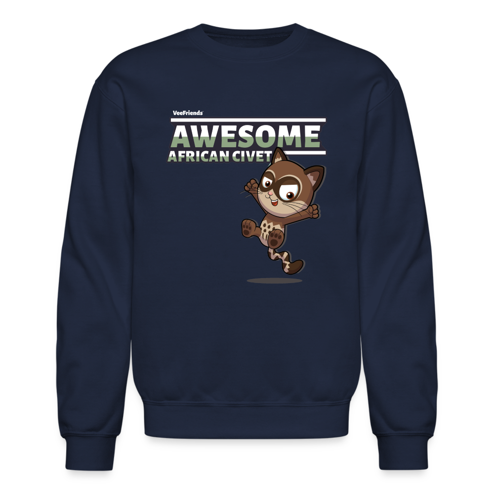 Awesome African Civet Character Comfort Adult Crewneck Sweatshirt - navy