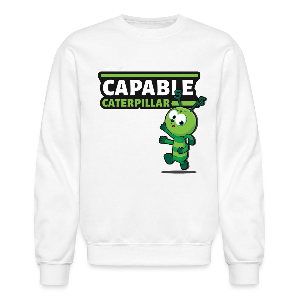 Capable Caterpillar Character Comfort Adult Crewneck Sweatshirt - white