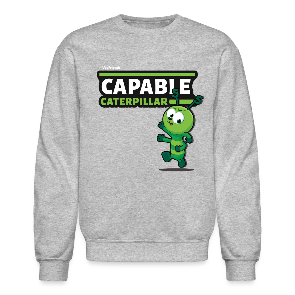 Capable Caterpillar Character Comfort Adult Crewneck Sweatshirt - heather gray