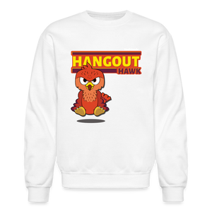 Hangout Hawk Character Comfort Adult Crewneck Sweatshirt - white