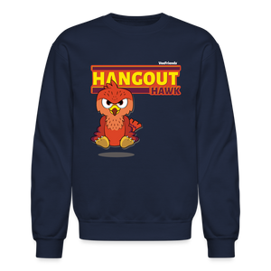 Hangout Hawk Character Comfort Adult Crewneck Sweatshirt - navy
