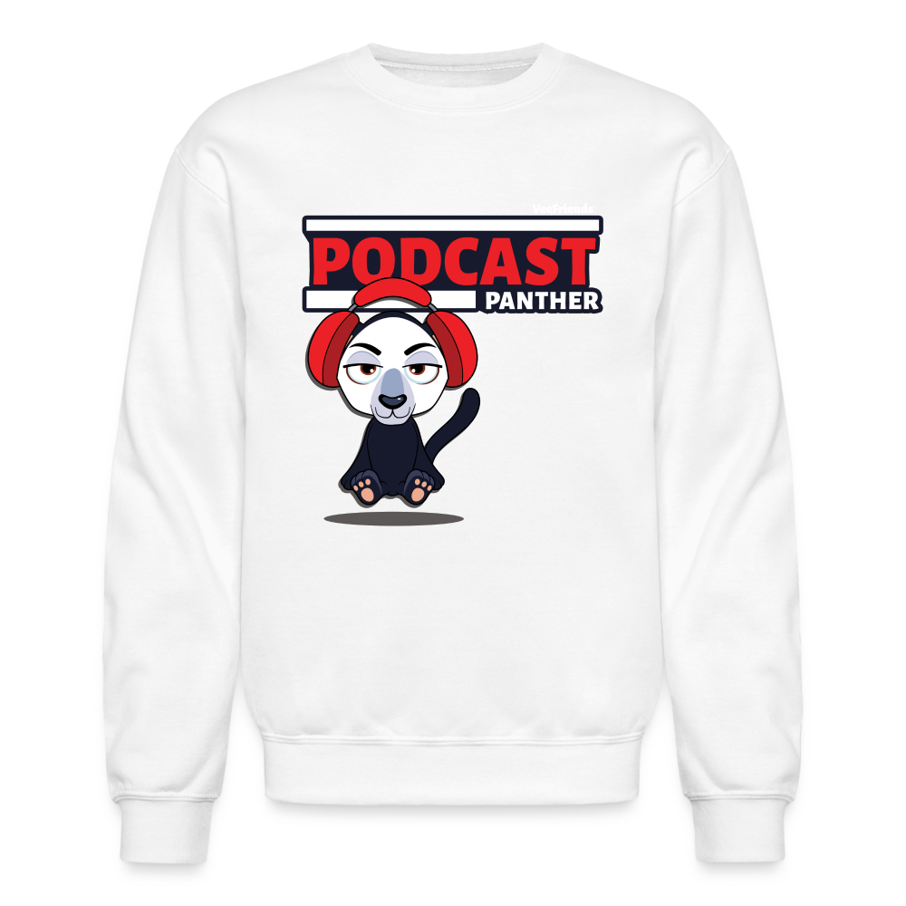 Podcast Panther Character Comfort Adult Crewneck Sweatshirt - white