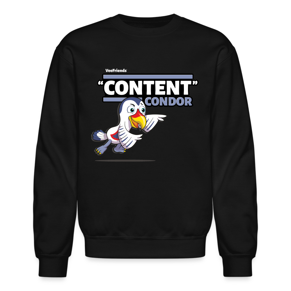 "Content" Condor Character Comfort Adult Crewneck Sweatshirt - black