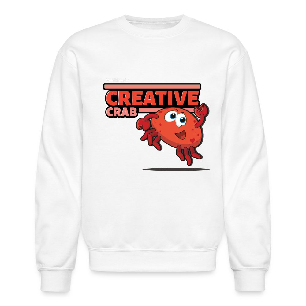 Creative Crab Character Comfort Adult Crewneck Sweatshirt - white