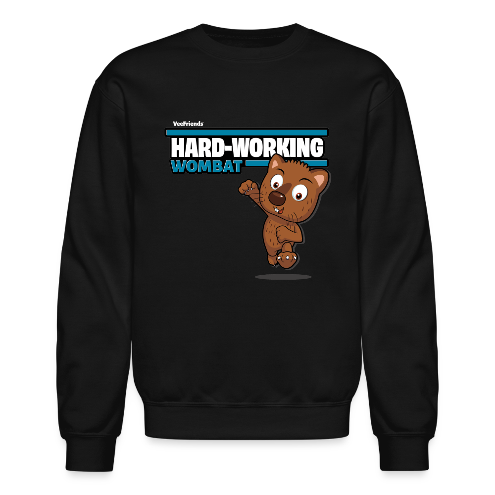 Hard-Working Wombat Character Comfort Adult Crewneck Sweatshirt - black