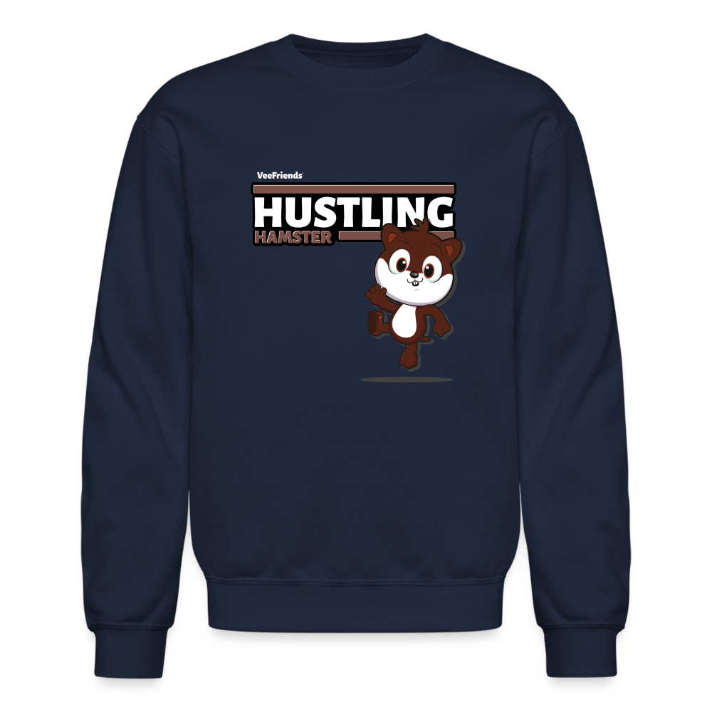 Hustling Hamster Character Comfort Adult Crewneck Sweatshirt - navy