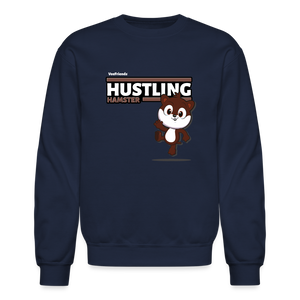 Hustling Hamster Character Comfort Adult Crewneck Sweatshirt - navy