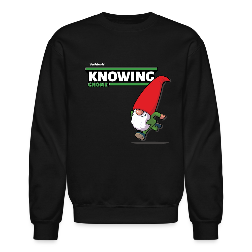 Knowing Gnome Character Comfort Adult Crewneck Sweatshirt - black