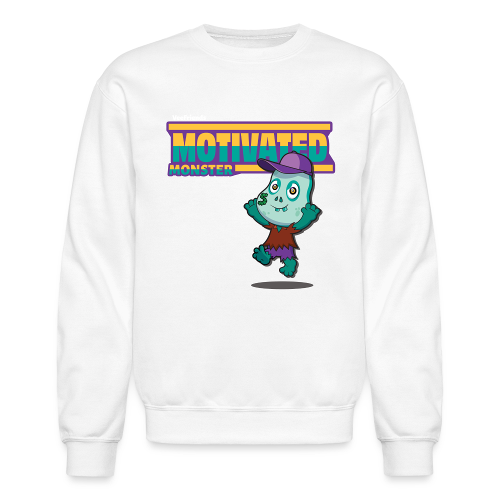 Motivated Monster Character Comfort Adult Crewneck Sweatshirt - white