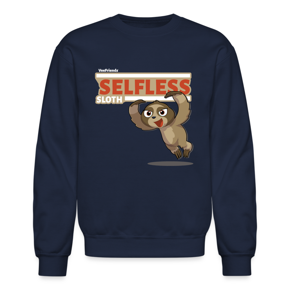Selfless Sloth Character Comfort Adult Crewneck Sweatshirt - navy