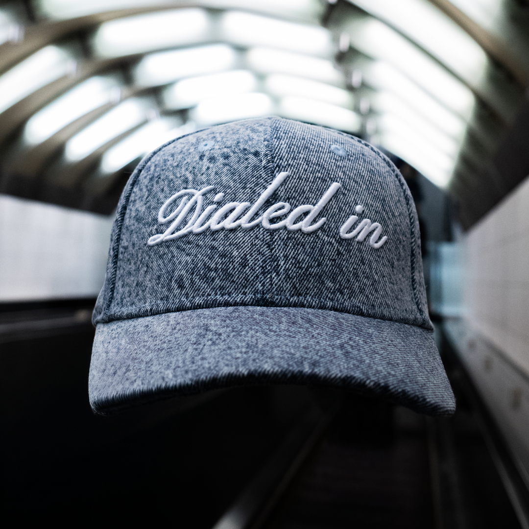 "Dialed In" Dog Cap in Stone Washed Denim