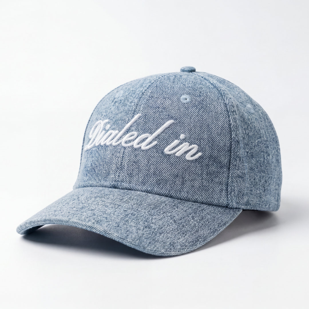 "Dialed In" Dog Cap in Stone Washed Denim
