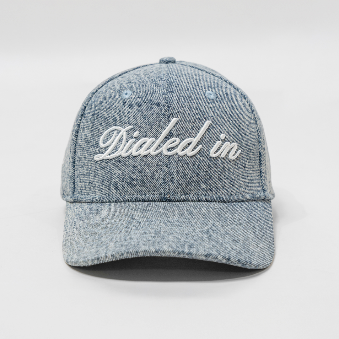 "Dialed In" Dog Cap in Stone Washed Denim