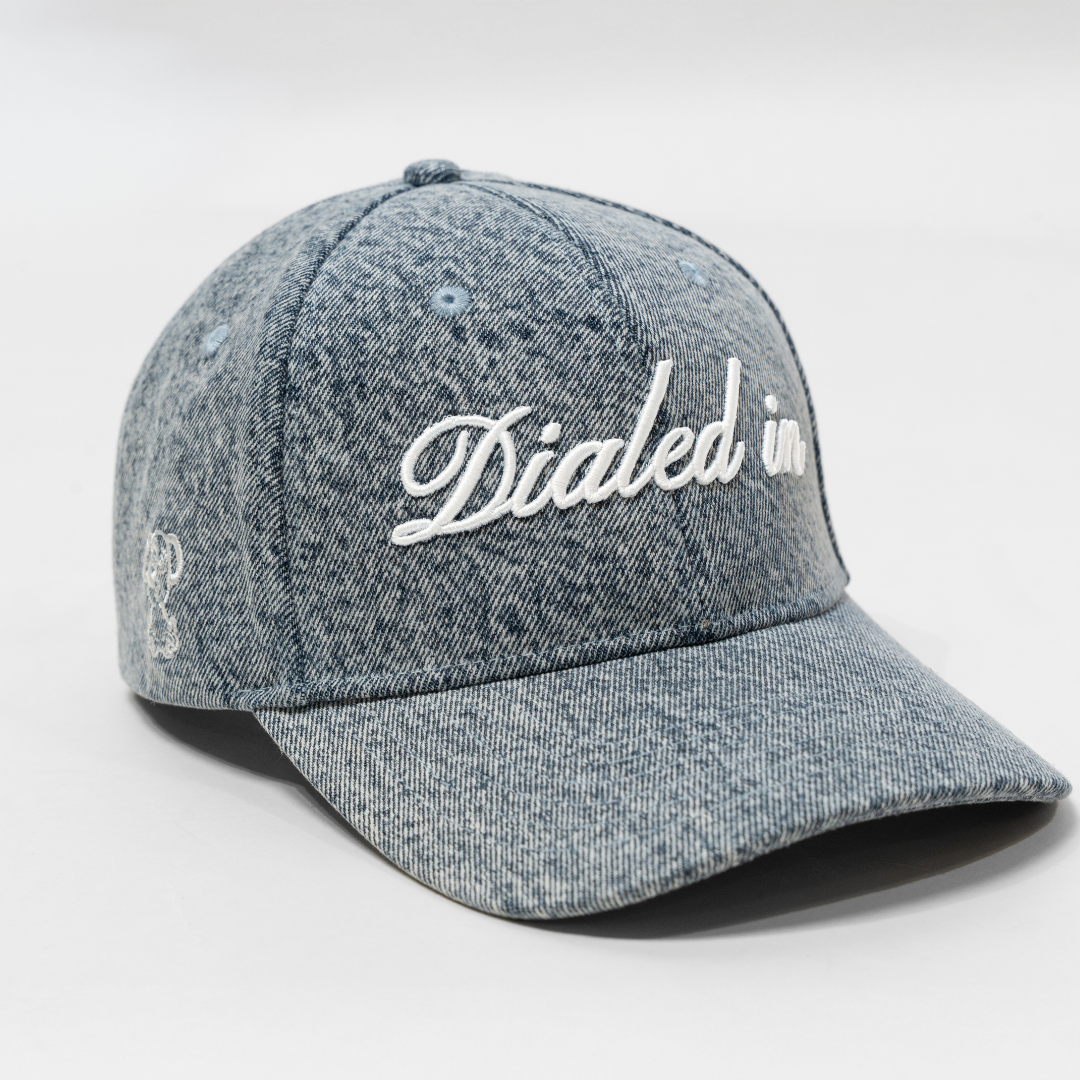 "Dialed In" Dog Cap in Stone Washed Denim