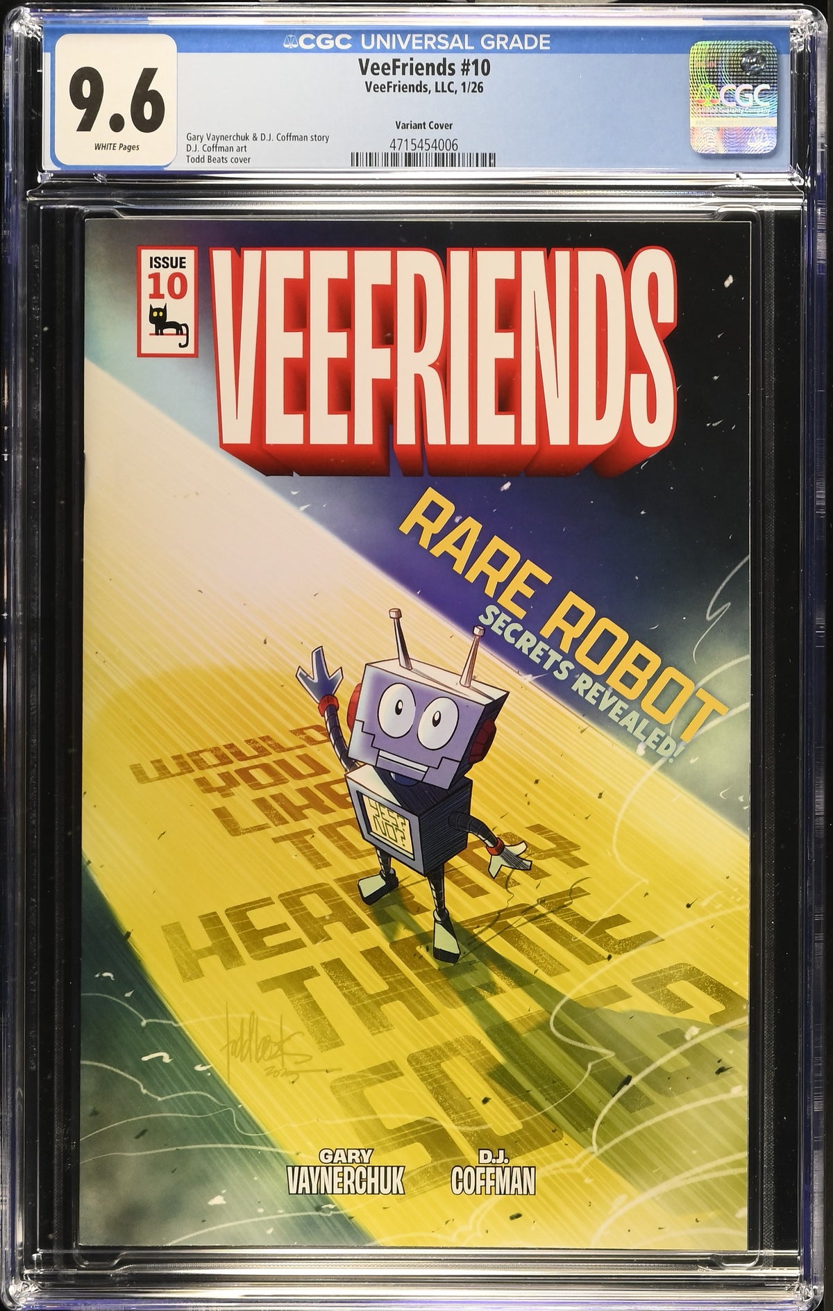 CGC Slab - 2026 VeeFriends #10 Rare Robot Cover B, Happy [9.6] front