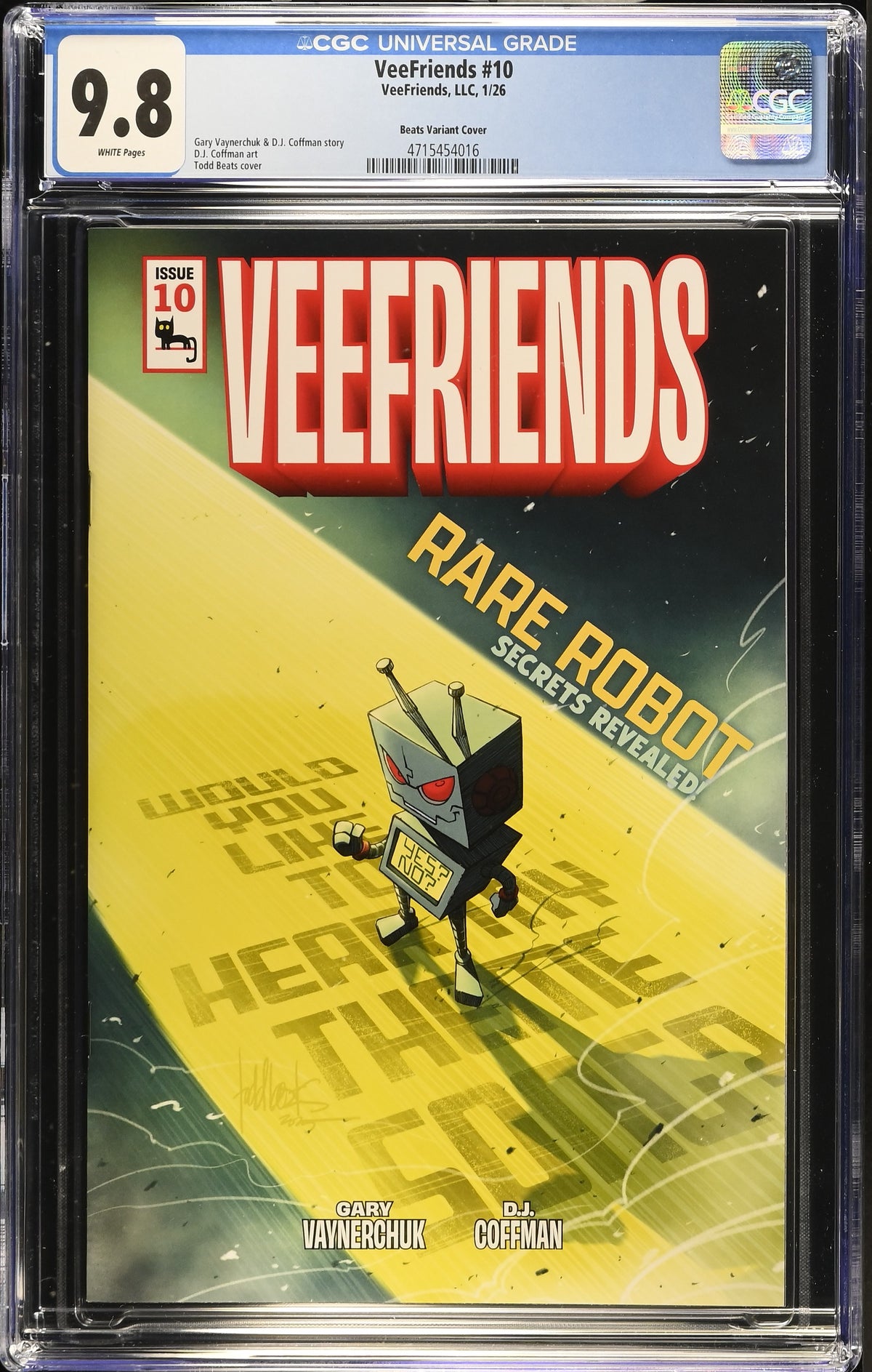 CGC Slab - 2026 VeeFriends #10 Rare Robot Cover B, Mad [9.8] front