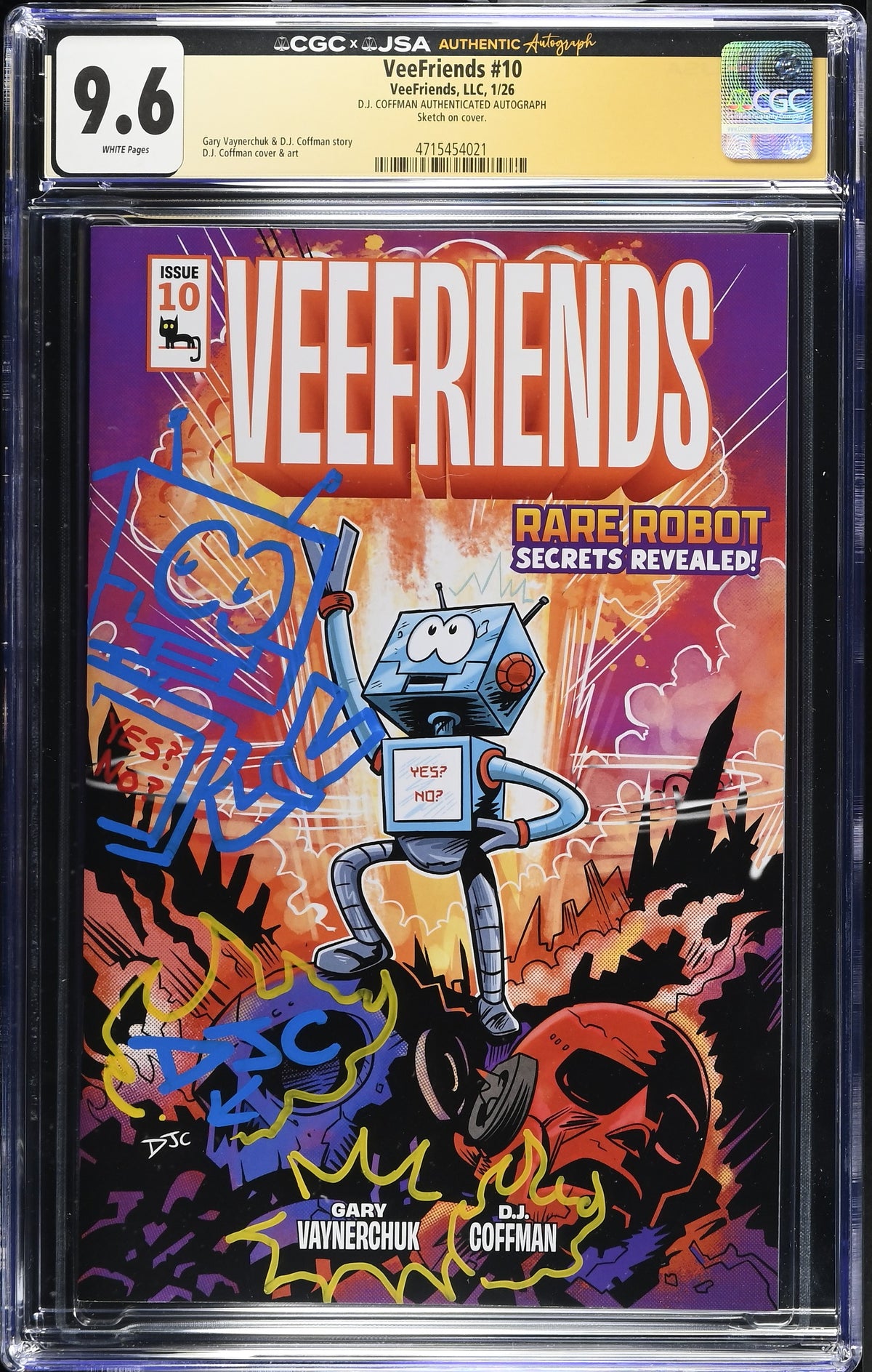 Front of VeeFriends Issue #10: Rare Robot, CGC 9.6, certification 4715454021
