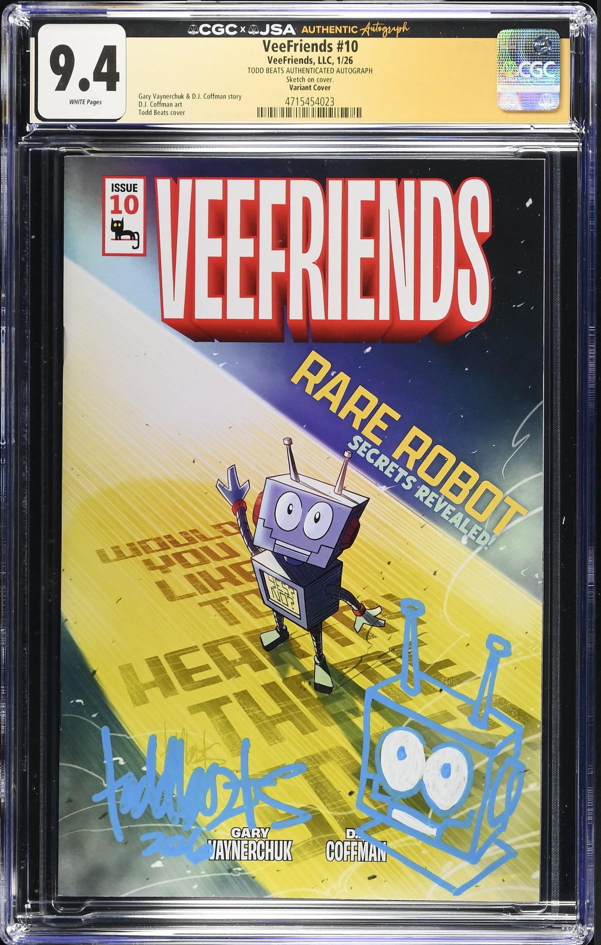 Front of VeeFriends Issue #10: Rare Robot, CGC 9.4, certification 4715454023