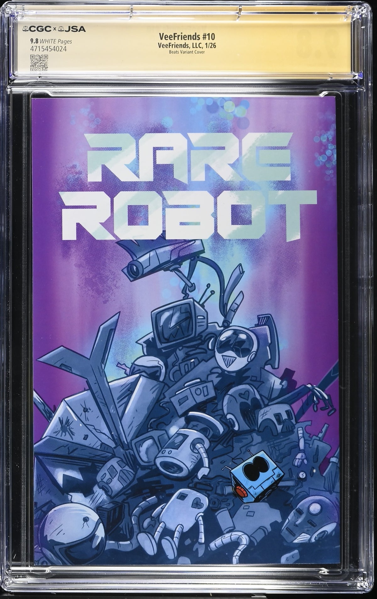 Back of VeeFriends Issue #10: Rare Robot, CGC 9.8, certification 4715454024