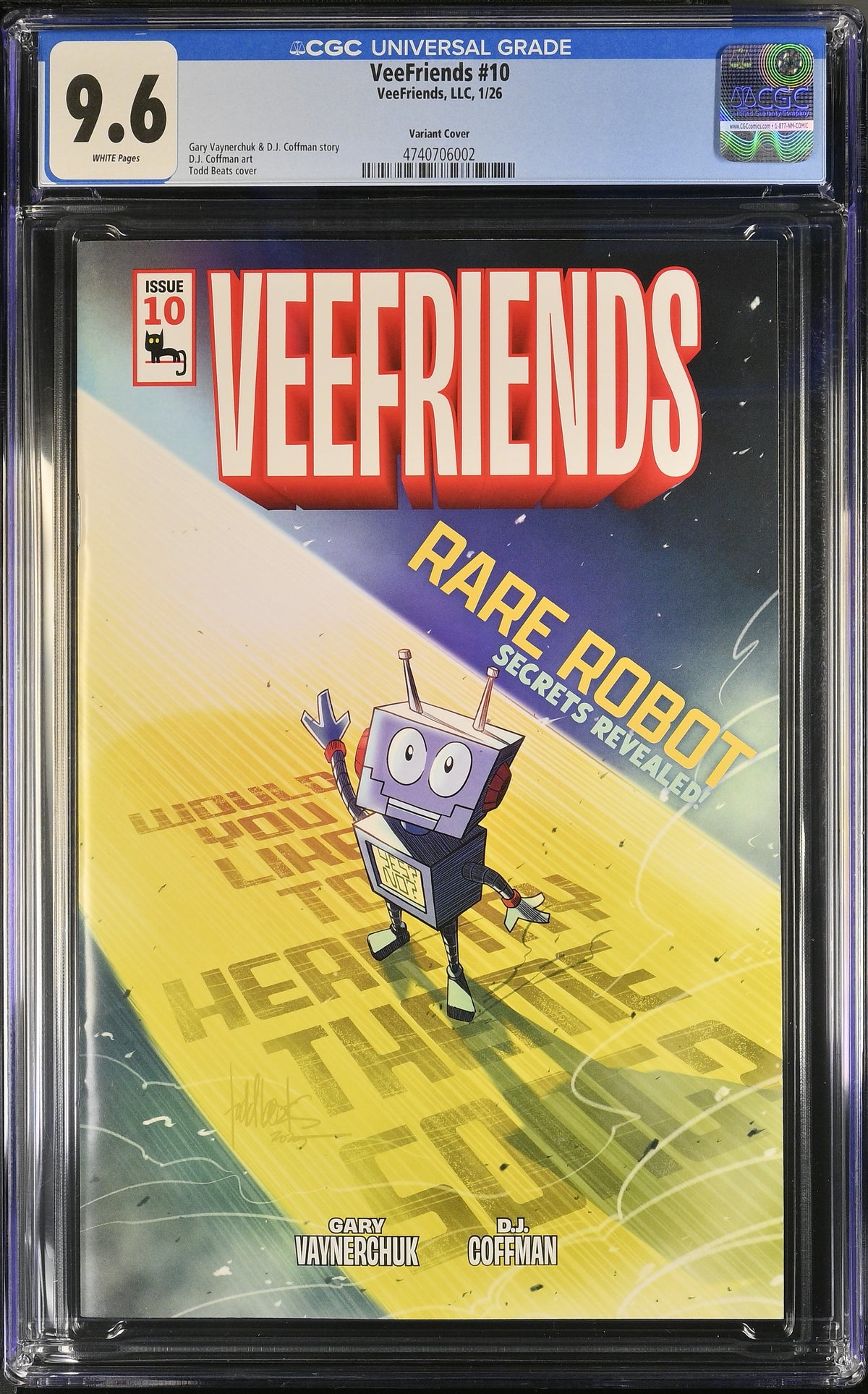 CGC Slab - 2026 VeeFriends #10 Rare Robot Cover B, Happy [9.6] front