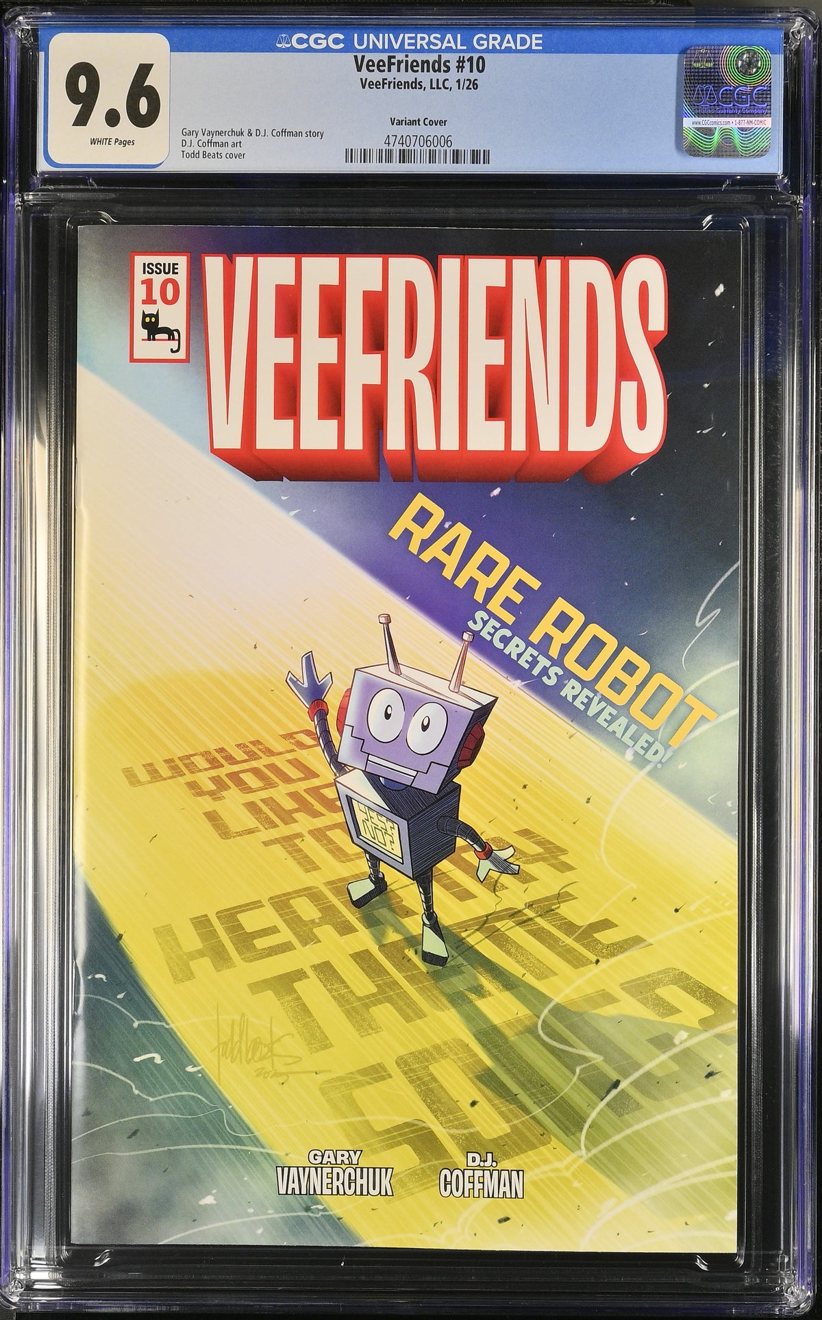 CGC Slab - 2026 VeeFriends #10 Rare Robot Cover B, Happy [9.6] front