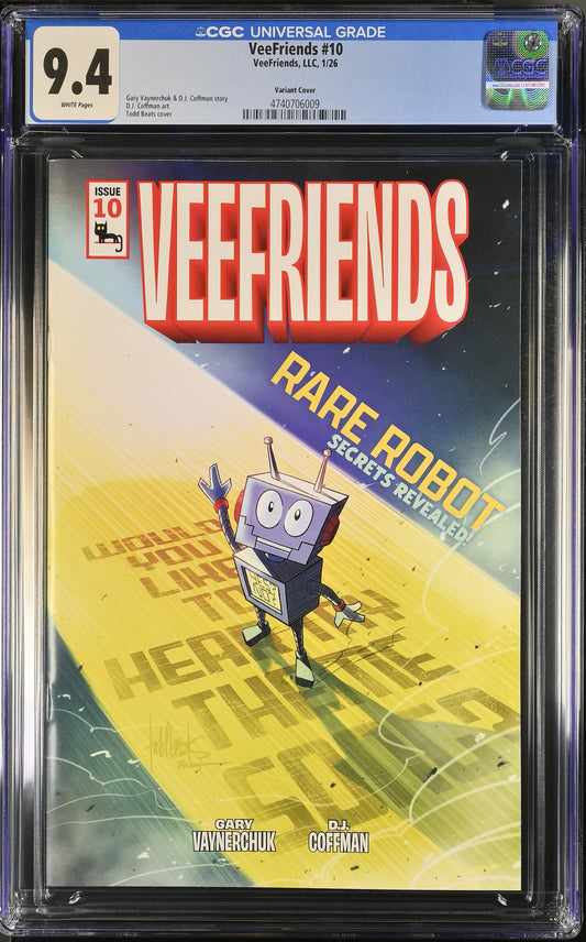 Front of VeeFriends Issue #10: Rare Robot, CGC 9.4, certification 4740706009