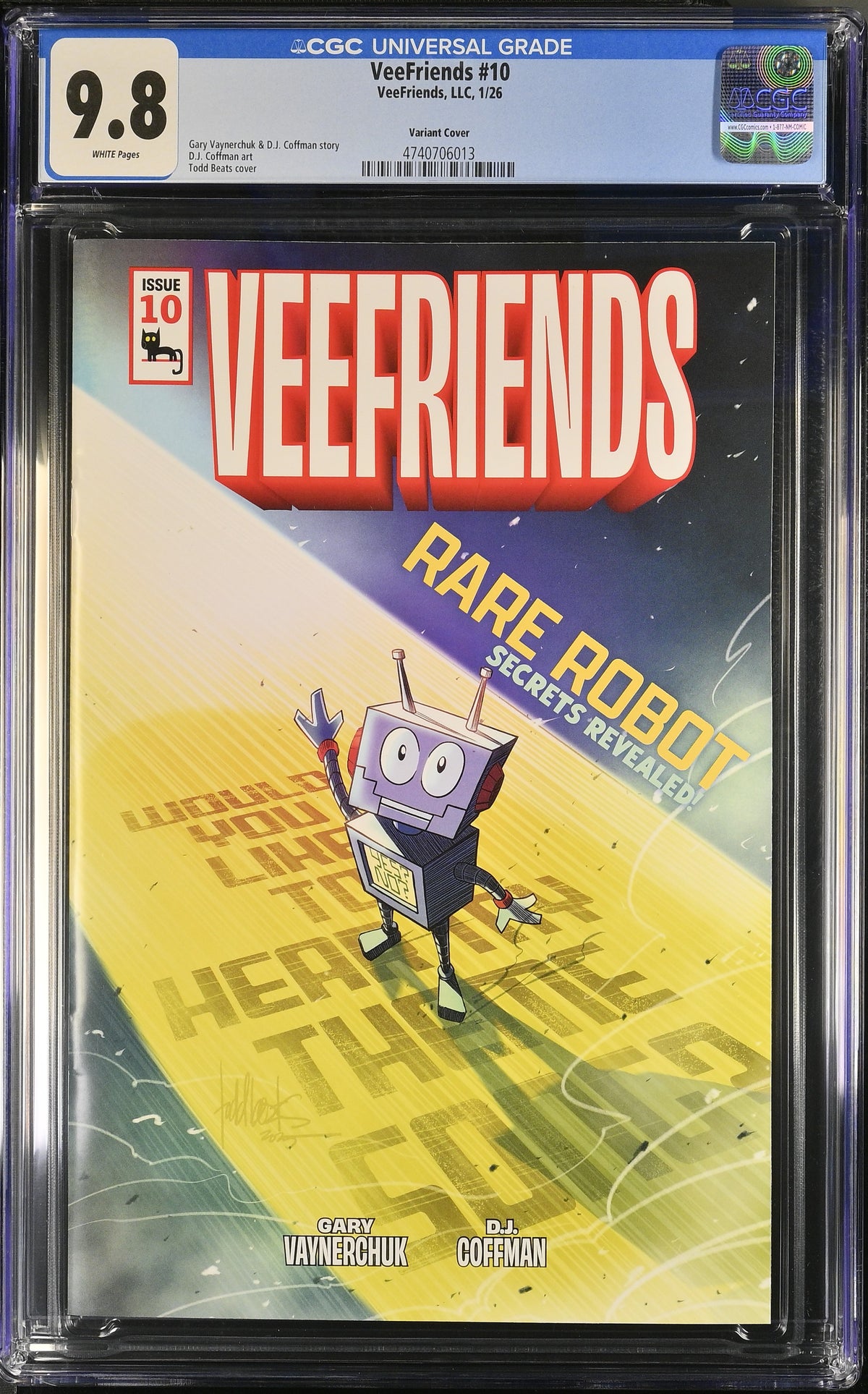 CGC Slab - 2026 VeeFriends #10 Rare Robot Cover B, Happy [9.8] front