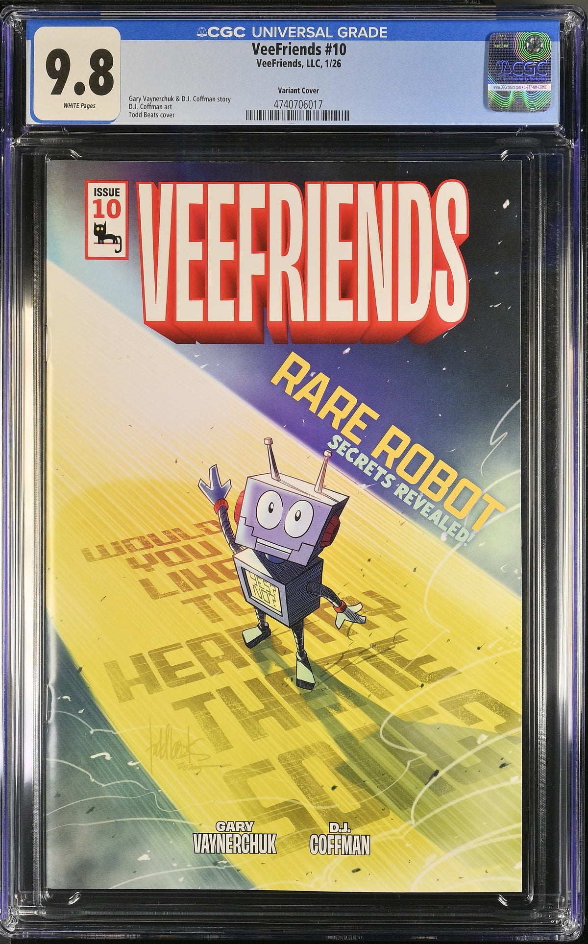 CGC Slab - 2026 VeeFriends #10 Rare Robot Cover B, Happy [9.8] front