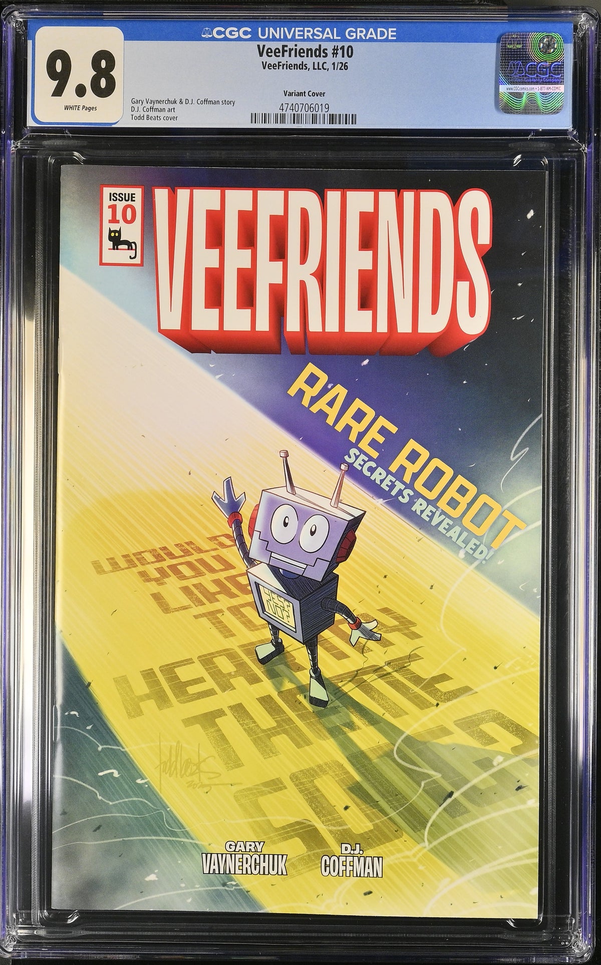 CGC Slab - 2026 VeeFriends #10 Rare Robot Cover B, Happy [9.8] front
