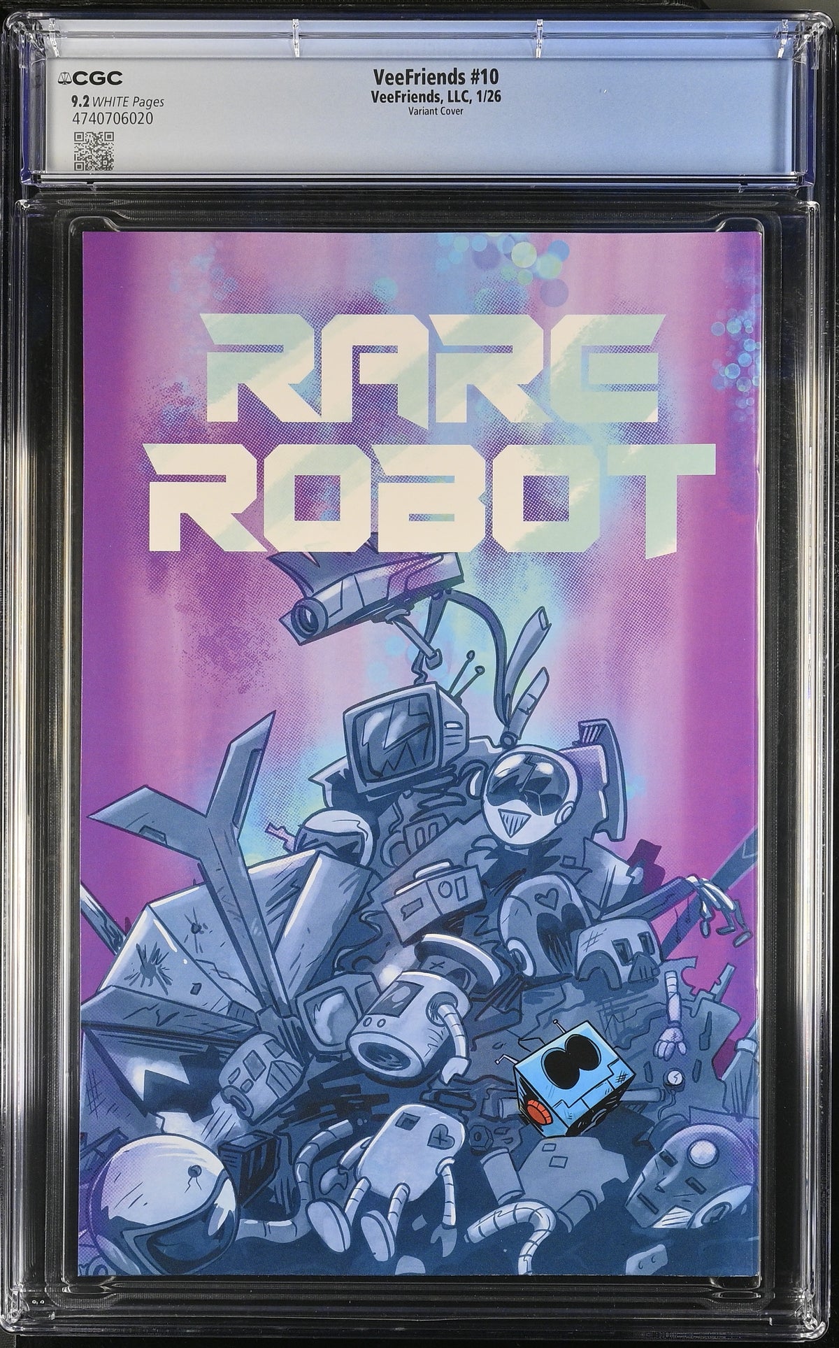 Back of VeeFriends Issue #10: Rare Robot, CGC 9.2, certification 4740706020