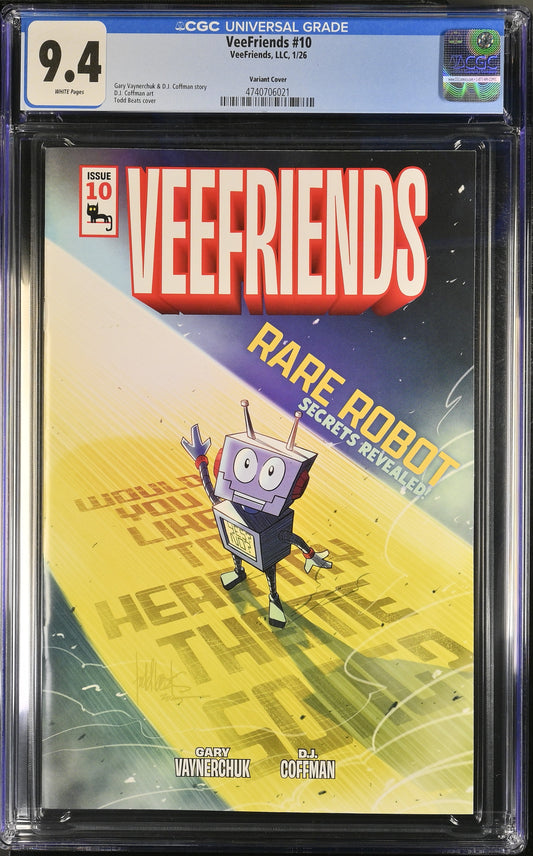 Front of VeeFriends Issue #10: Rare Robot, CGC 9.4, certification 4740706021