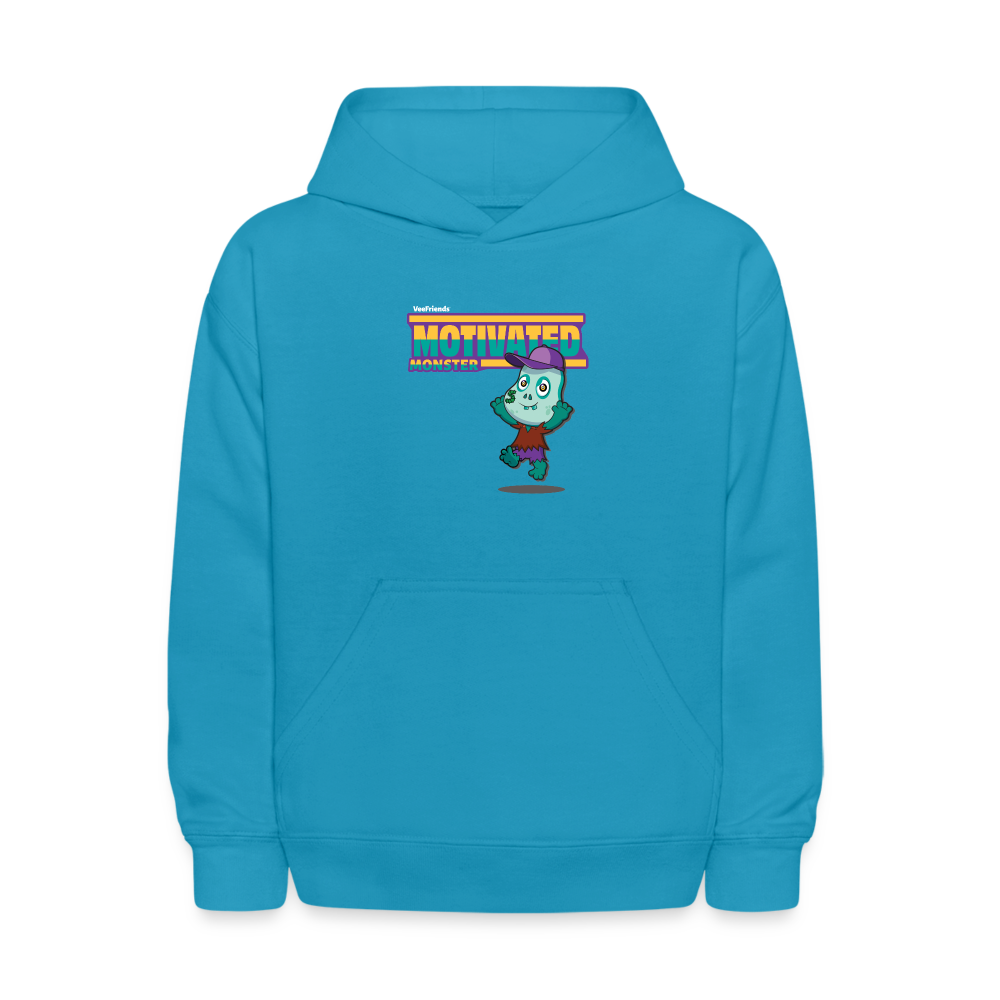 Motivated Monster Character Comfort Kids Hoodie - turquoise